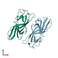 PDB entry 6arm coloured by chain, front view.