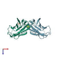 PDB entry 6arm coloured by chain, top view.