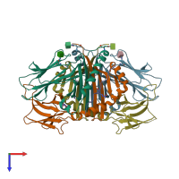 PDB entry 6atz coloured by chain, top view.