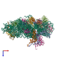PDB entry 6az1 coloured by chain, top view.
