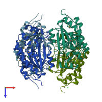 PDB entry 6azo coloured by chain, top view.