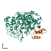 PDB entry 6azp coloured by chain, front view.