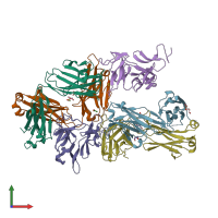 PDB entry 6azz coloured by chain, front view.