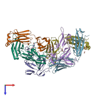 PDB entry 6azz coloured by chain, top view.