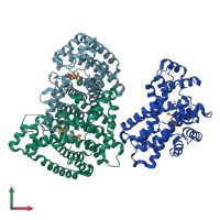 PDB entry 6b06 coloured by chain, front view.