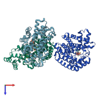 PDB entry 6b06 coloured by chain, top view.