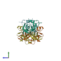 PDB entry 6b12 coloured by chain, side view.