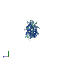 PDB entry 6b3i coloured by chain, side view.