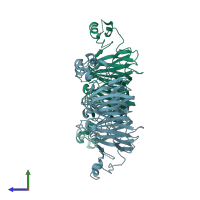 PDB entry 6b4s coloured by chain, side view.