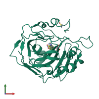 Monomeric assembly 1 of PDB entry 6b59 coloured by chemically distinct molecules, front view.