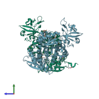 PDB entry 6b6u coloured by chain, side view.