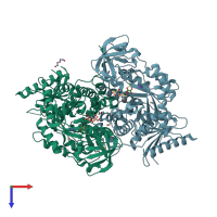 PDB entry 6b6u coloured by chain, top view.