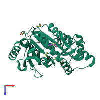 PDB entry 6b71 coloured by chain, top view.