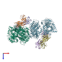 PDB entry 6bf9 coloured by chain, top view.