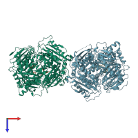 PDB entry 6bfc coloured by chain, top view.