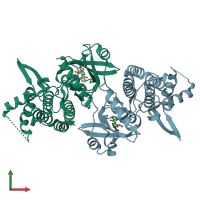 PDB entry 6bfn coloured by chain, front view.