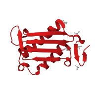 The deposited structure of PDB entry 6bg6 contains 3 copies of CATH domain 3.30.429.10 (Macrophage Migration Inhibitory Factor) in Macrophage migration inhibitory factor. Showing 1 copy in chain A.