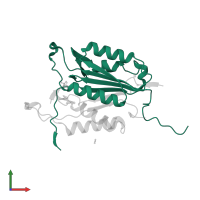 Caspase-3 subunit p17 in PDB entry 6bgk, assembly 2, front view.