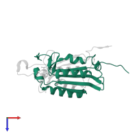 Caspase-3 subunit p17 in PDB entry 6bgk, assembly 2, top view.