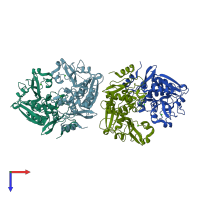 PDB entry 6bgp coloured by chain, top view.