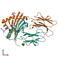 PDB entry 6biz coloured by chain, front view.