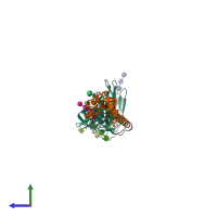 PDB entry 6bkr coloured by chain, side view.