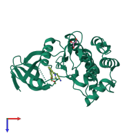 PDB entry 6ble coloured by chain, top view.