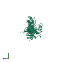 PDB entry 6bny coloured by chain, side view.