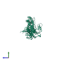 PDB entry 6boe coloured by chain, side view.