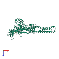 PDB entry 6boe coloured by chain, top view.