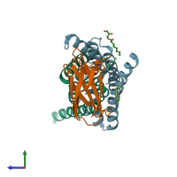 PDB entry 6bqo coloured by chain, side view.