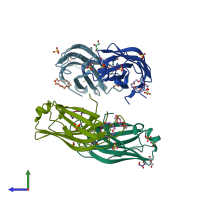 PDB entry 6btz coloured by chain, side view.