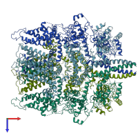 PDB entry 6bwf coloured by chain, top view.
