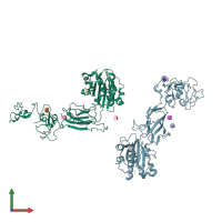 PDB entry 6bxf coloured by chain, front view.