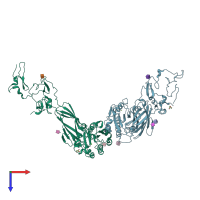 PDB entry 6bxf coloured by chain, top view.