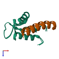 PDB entry 6c0a coloured by chain, ensemble of 4 models, top view.