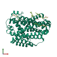 Monomeric assembly 1 of PDB entry 6c3i coloured by chemically distinct molecules, front view.