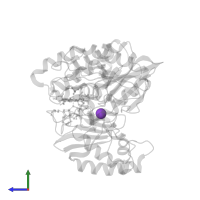 POTASSIUM ION in PDB entry 6c3x, assembly 1, side view.