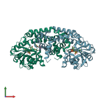 PDB entry 6c55 coloured by chain, front view.