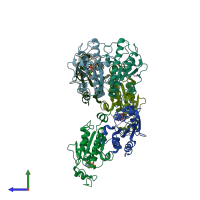 PDB entry 6c6b coloured by chain, side view.