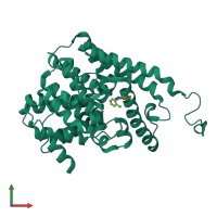 Monomeric assembly 1 of PDB entry 6c7e coloured by chemically distinct molecules, front view.