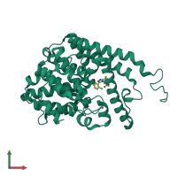 Monomeric assembly 2 of PDB entry 6c7e coloured by chemically distinct molecules, front view.