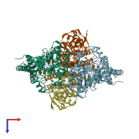 PDB entry 6cfo coloured by chain, top view.