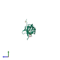 PDB entry 6cgb coloured by chain, side view.