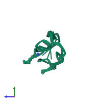 PDB entry 6chc coloured by chain, ensemble of 10 models, side view.