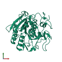 PDB entry 6cl8 coloured by chain, front view.