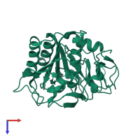 PDB entry 6cl8 coloured by chain, top view.