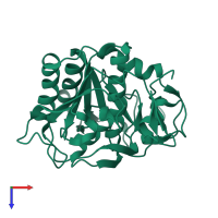 PDB entry 6clb coloured by chain, top view.
