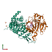 PDB entry 6co9 coloured by chain, front view.