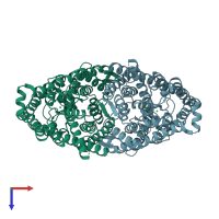 PDB entry 6coy coloured by chain, top view.